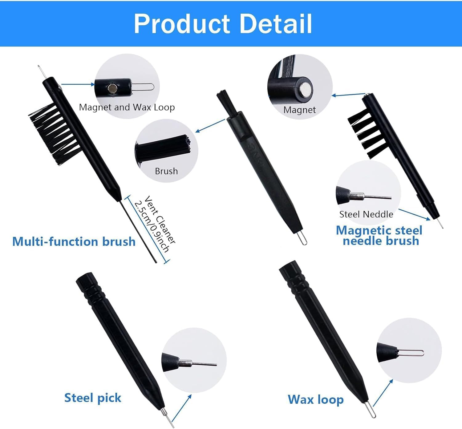 12 PCS Hearing Aid Cleaning Kits Hearing Amplifier Brush Tools Earbuds Headphones Cleaner Brush Kits with Case