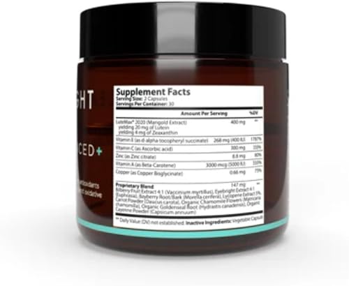 Miniatura 6 de Clearsight AREDS Advanced+ Vitaminas para la salud ocular Luteína, zeaxantina, vitamina E, vitamina C Luz azul y apoyo de la visión Vitaminas