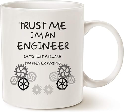 Taza de café Funny Engineer Unique Idea, Trust Me, I'm an Engineer, taza de cerámica blanca, 11 onzas