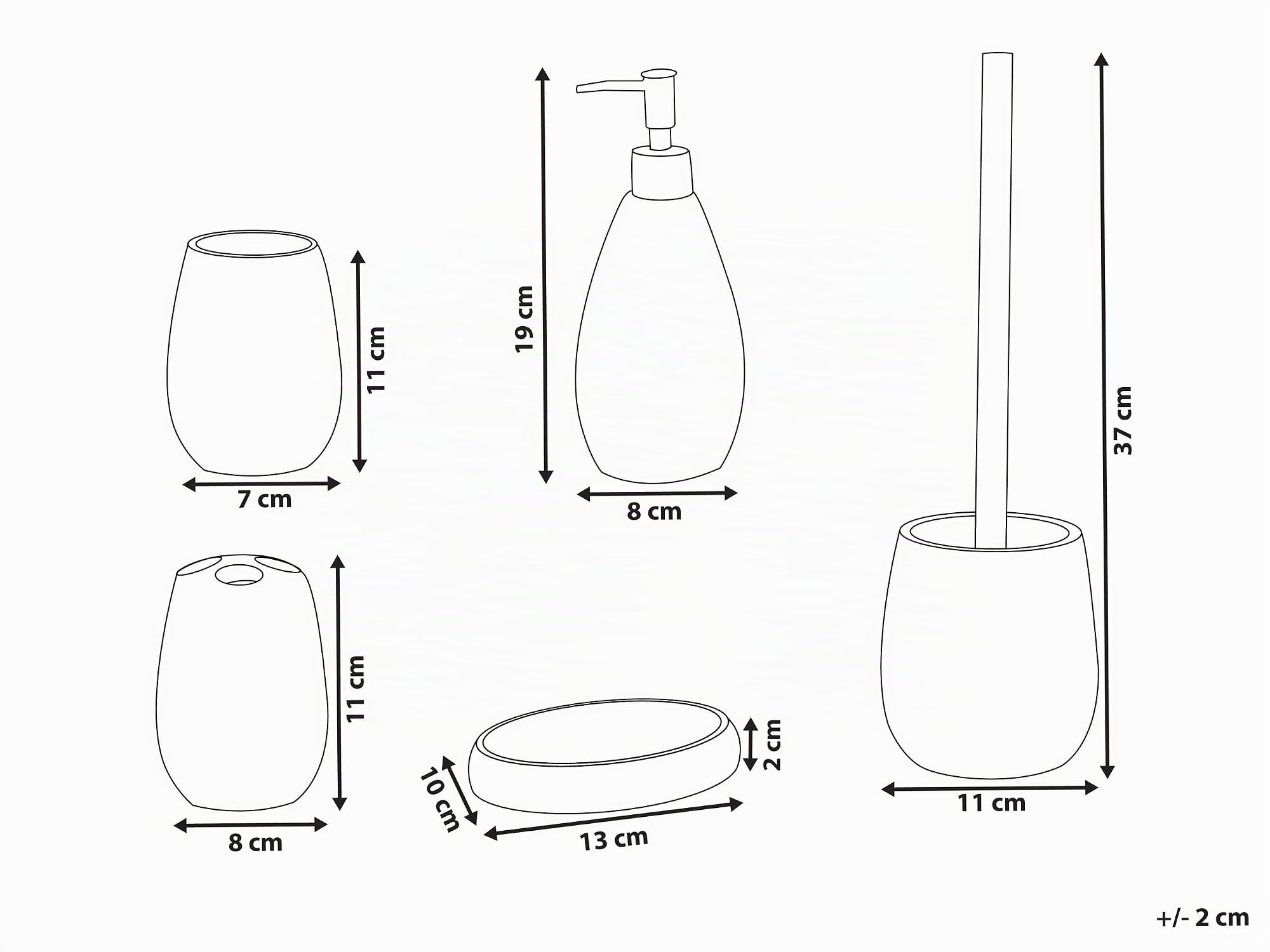 Badaccessoires Set 5-teilig Kunstharz dunkelblau Rillenoptik Betonoptik Yarapa