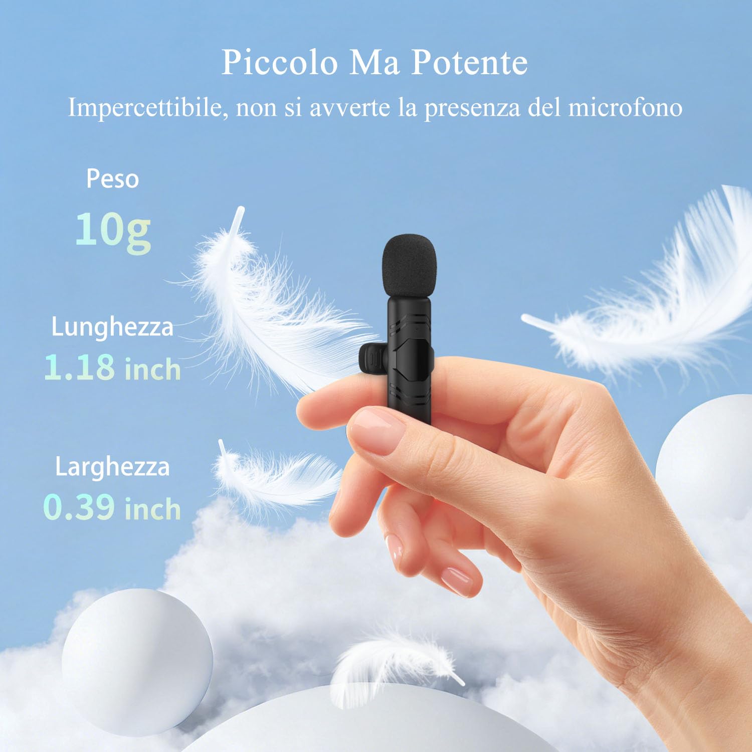 Dresz Microfono Lavalier Wireless per iPhone Android iPad,2 Pack Mini Microfono per la registrazione video, streaming, Podcast, Vlogging, Youtube, Tiktok,Trasmissioni dal Vivo, Interviste