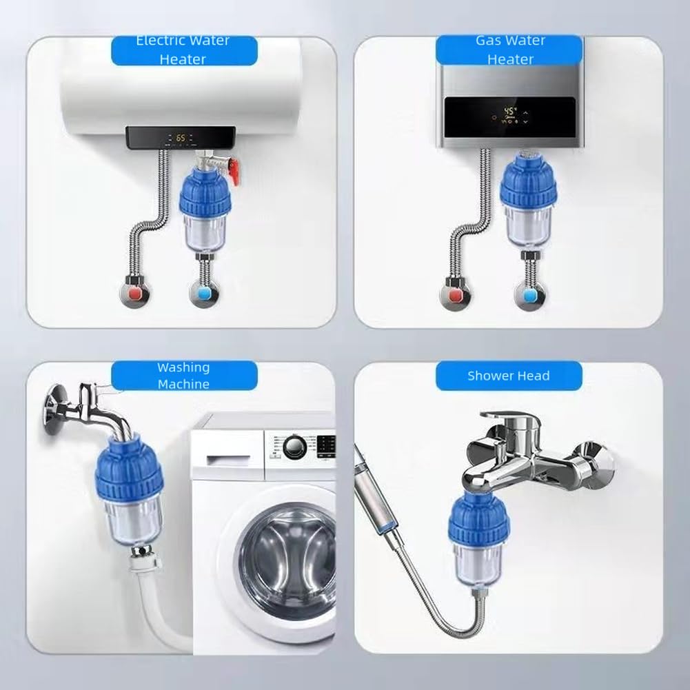 Filtro Acqua in Acciaio Inox a Maglia 40 Micrometri per Scaldacqua, Lavatrici e Sistemi Doccia con Attacco Standard a 4 Punti (Modello Interamente in Rame)