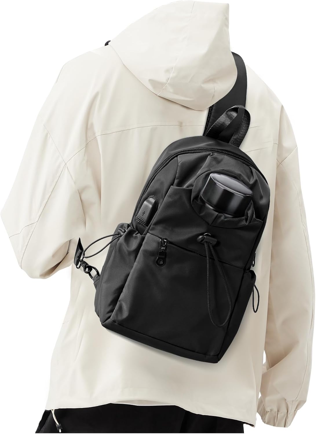 Black Sling Crossbody Bag for Men Women, Tactical Backpack Shoulder Daypack Mini Anti-Theft Cross Body Motorcycle Chest Bags, Small One Strap Fanny Back Pack for Casual Travel Hiking Sport Gym Black Sling Crossbody Bag for Men Women, Tactical Backpack Shoulder Daypack Mini Anti-Theft Cross Body Motorcycle Chest Bags, Small One Strap Fanny Back Pack for Casual Travel Hiking Sport Gym