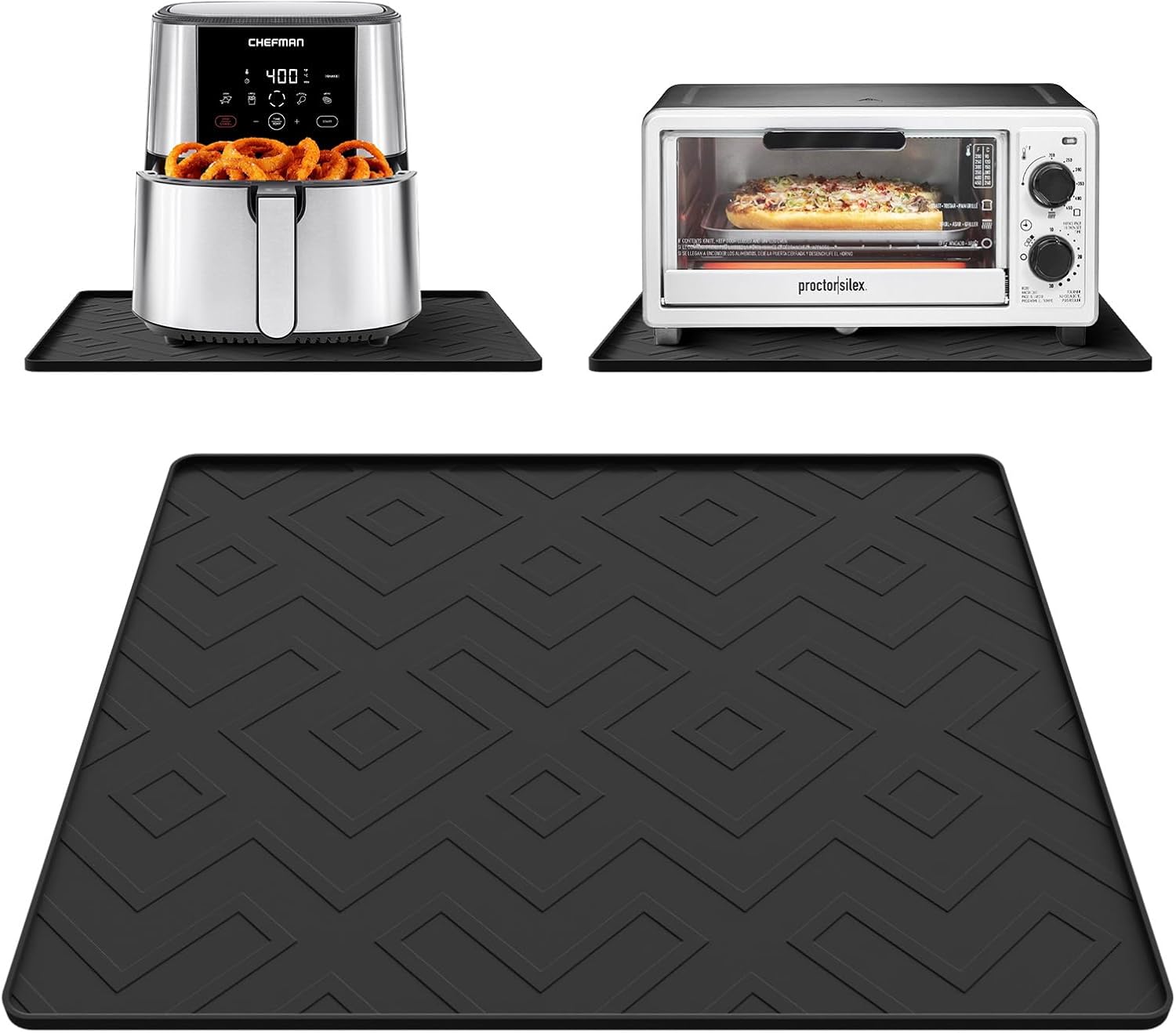 Heat Resistant Mat for Air Fryer,18”x15”in Silicone Countertop Mat,Protects Countertops From Scratches & Heat Damage, Air Fryer Accessories for Most Ninja,Cosori,Chefman,Black Heat Resistant Mat for Air Fryer,18”x15”in Silicone Countertop Mat,Protects Countertops From Scratches & Heat Damage, Air Fryer Accessories for Most Ninja,Cosori,Chefman,Black