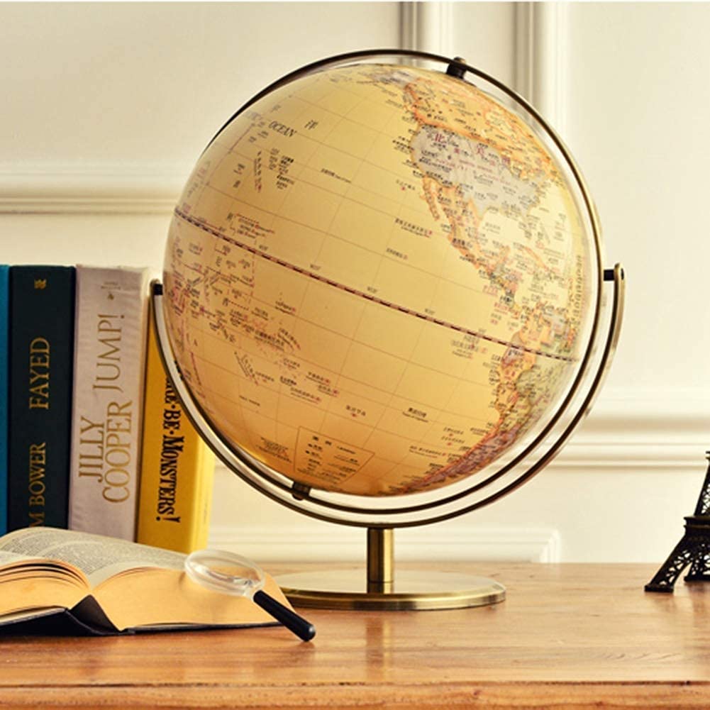 Globes Monde Sphère Carte Décorative Bureau Globe Rotatif Globe Géographie, 12", Modèle 14,56 pouces