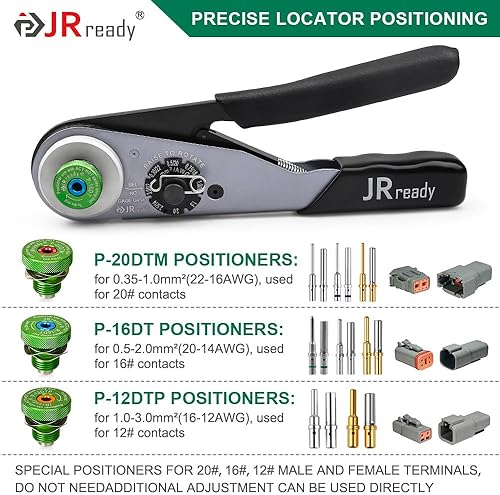 Miniatura 5 de JRready Kit de herramientas de conectores Deutsch ST2173, herramienta de crimpado ACT-HDT para conectores de contacto sólido de tamaño 12 # 16 # 20