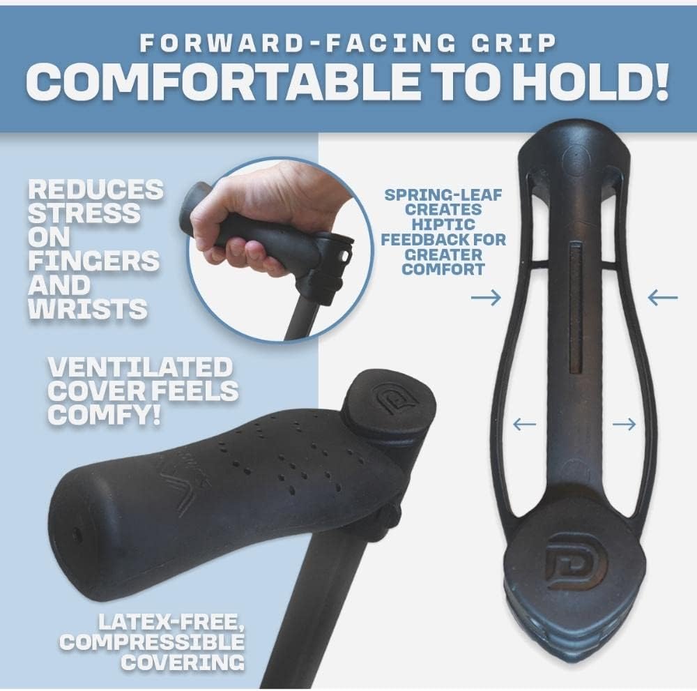 Dynamo Swing Cane – Walking Cane, Lightweight, Heavy Duty, Articulating Tip, All-Terrain, Adjustable, Super Soft Ergonomic Grip, for Seniors & Adults, Multi-Color (Ella Black)