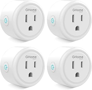 GHome Smart Mini Smart Plug, WiFi Outlet Socket Works with Alexa and Google Home, Remote Control with Timer Function, Only Supports 2.4GHz Network, No Hub Required, ETL FCC Listed (4 Pack)