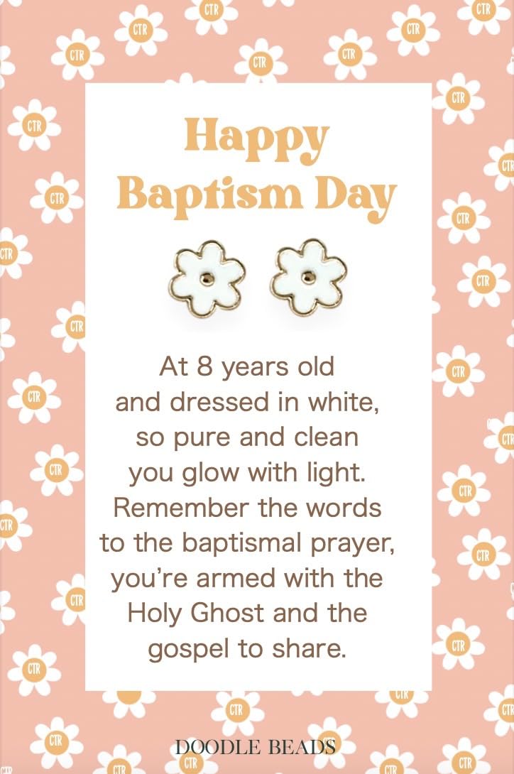 Retro Daisy Stud Earrings, Happy Baptism Day, LDS Baptism Gift