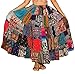 ThaiOnline4u Patchwork Skirt Long Boho Colorful Unique Gypsy Tiered Maxi Full Flared Rayon, Multicoloured, Large