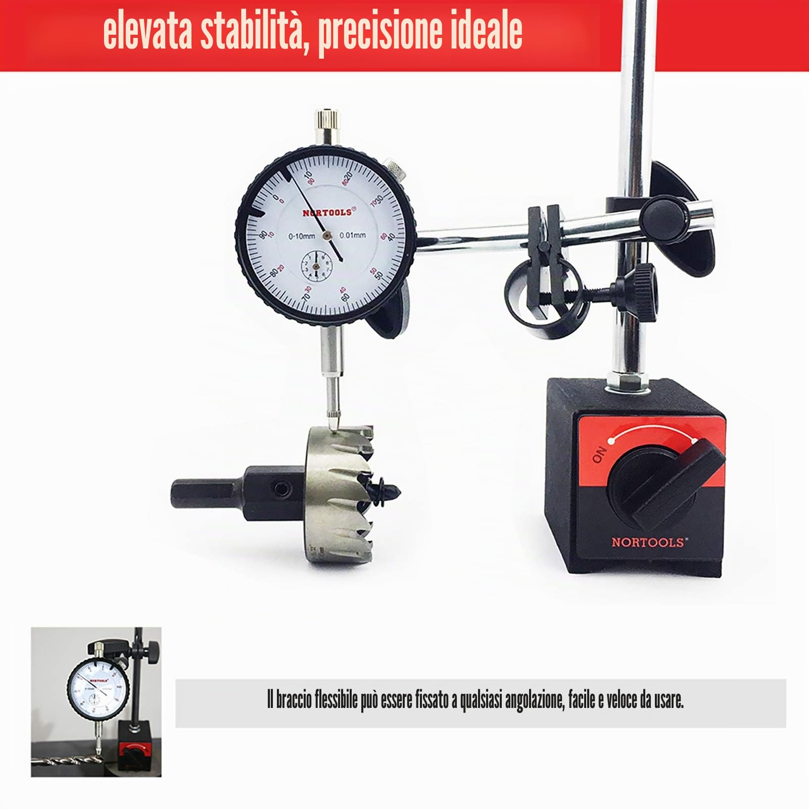 Comparatore Base magnetica e set di punti Kit di strumenti di misurazione di precisione