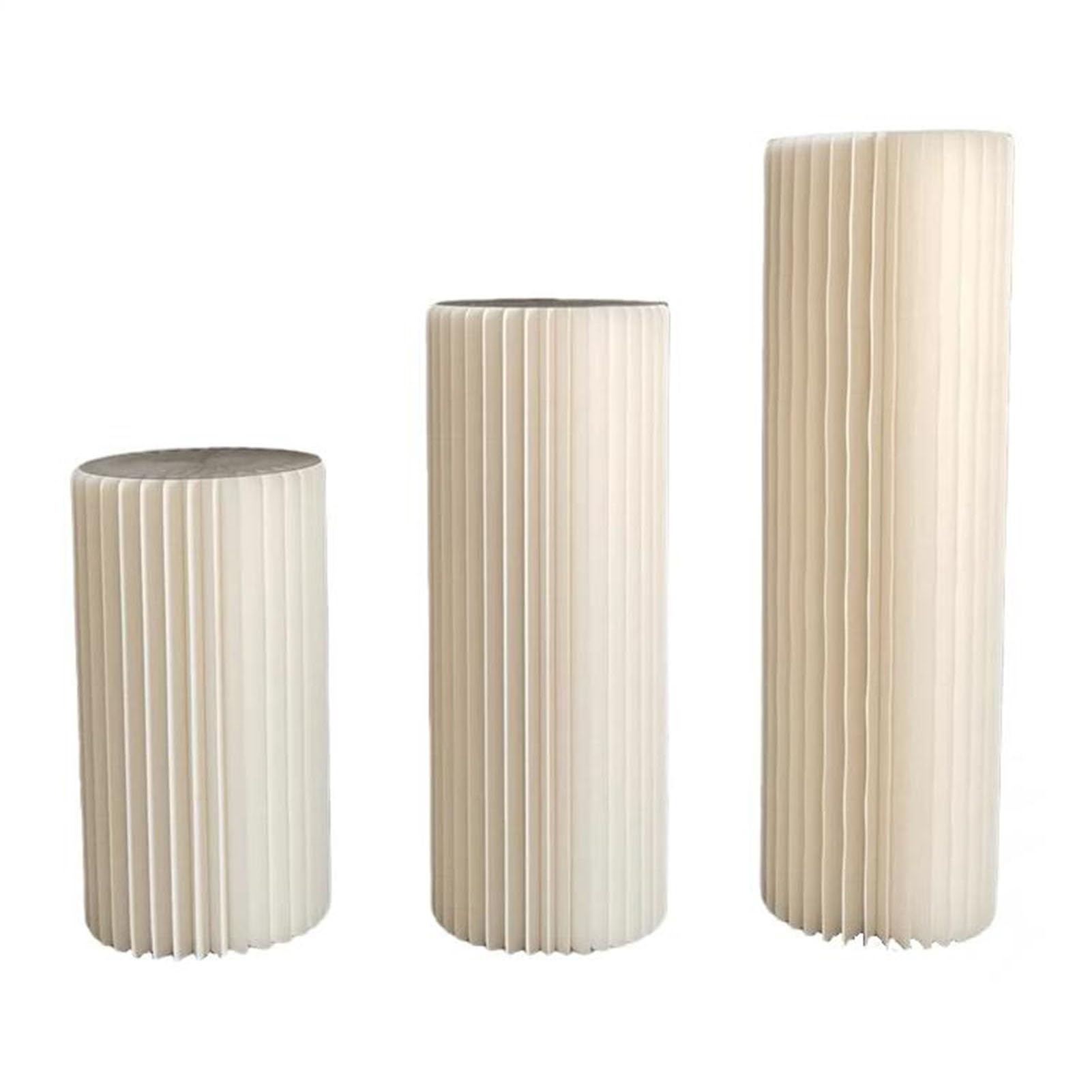 nxjaSDH Foldable paper column display stand, 3pcs Foldable Paper Columns Pedestal Stands With Acrylic Disc, Cylinder Centerpiece Party Weddings(Wit)