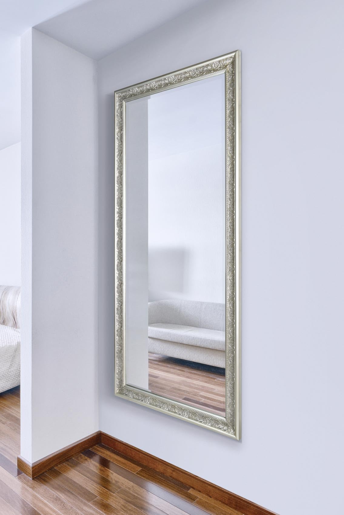 MirrorOutlet XY089 Large Antique Design Dress Full Length Wall Mirror, Silver, 160 x 73 cm