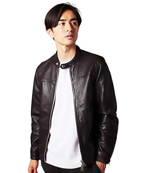 ジョンブル　ブラックレザー ジャケット Amazon | [ジョンブル] ラムレザーシングルライダースジャケット