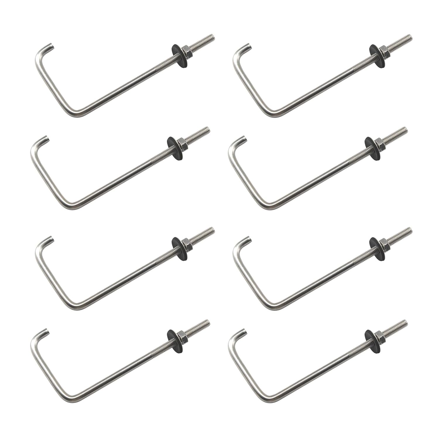 (8 Pieces) M6x25x75mm 304 Stainless Steel Screw Hook with Nuts Washers Ceiling Mount Hook Threaded Eye Bolts