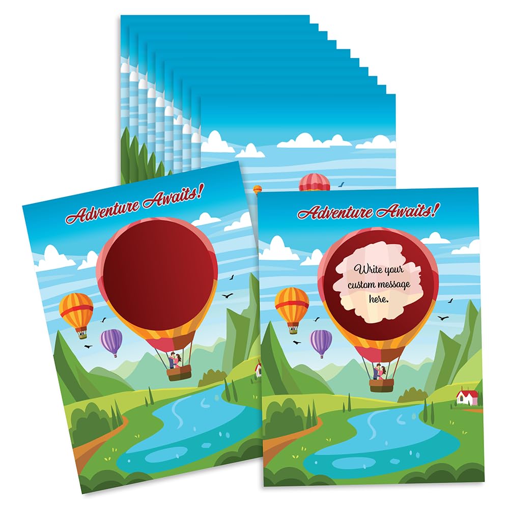 Make Your Own DIY Scratch Off Cards 20 Pack 3 in 4 in Note Cards and Stickers Adventure Awaits Hot Air Balloon 20 pack