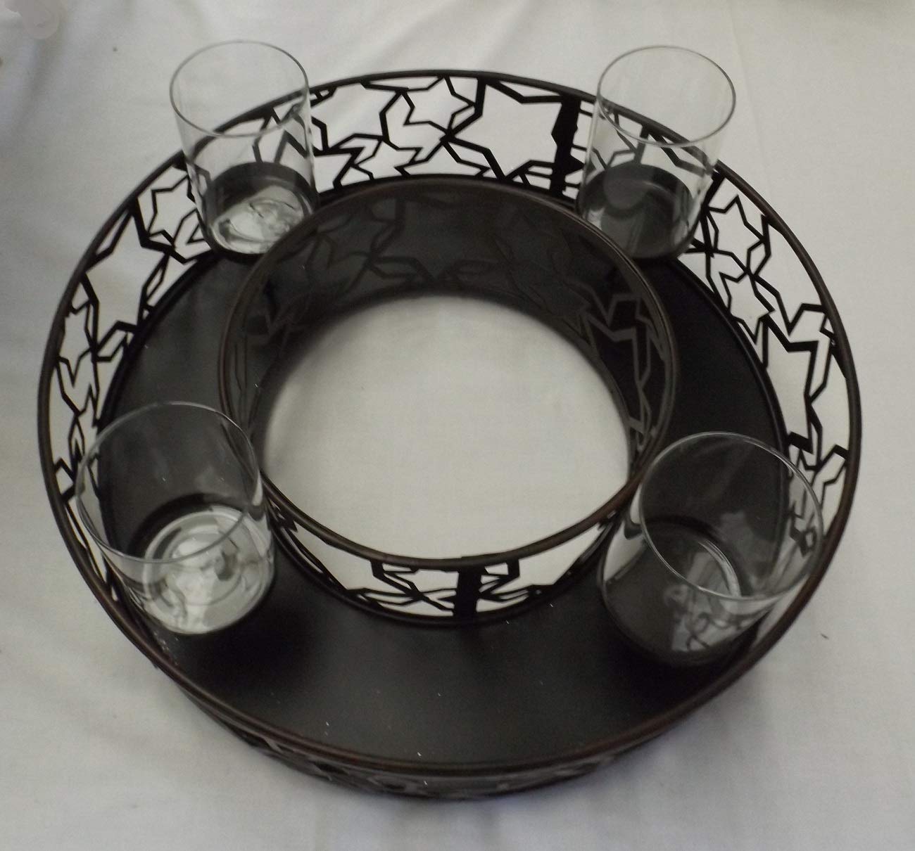 GILDE Adventskranz Sterne Metall Dunkelbraun rund 41 cm Winter-Kranz wandelbar Deko-Kranz winterliche Dekoration