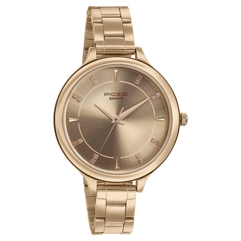 Sonata Poze Quartz Analog Rose Gold Dial Stainless Steel Strap Watch for Women-SP80015WM01 (B0CT5GRLZM) Amazon Price History, Amazon Price Tracker