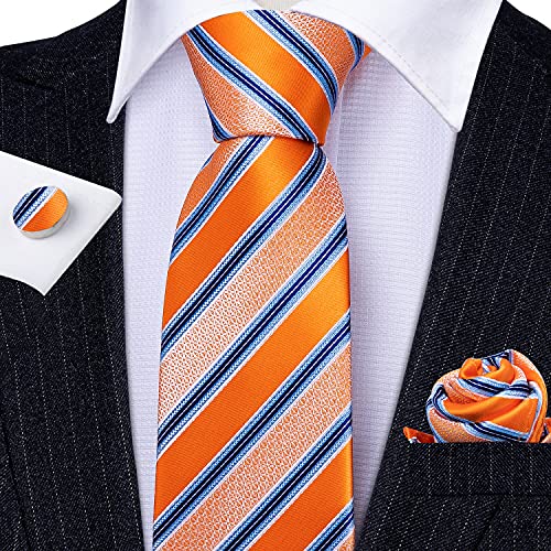 Image of Barry.Wang Plaid Ties for Men Silk Necktie Handkerchief Cuff Links Set