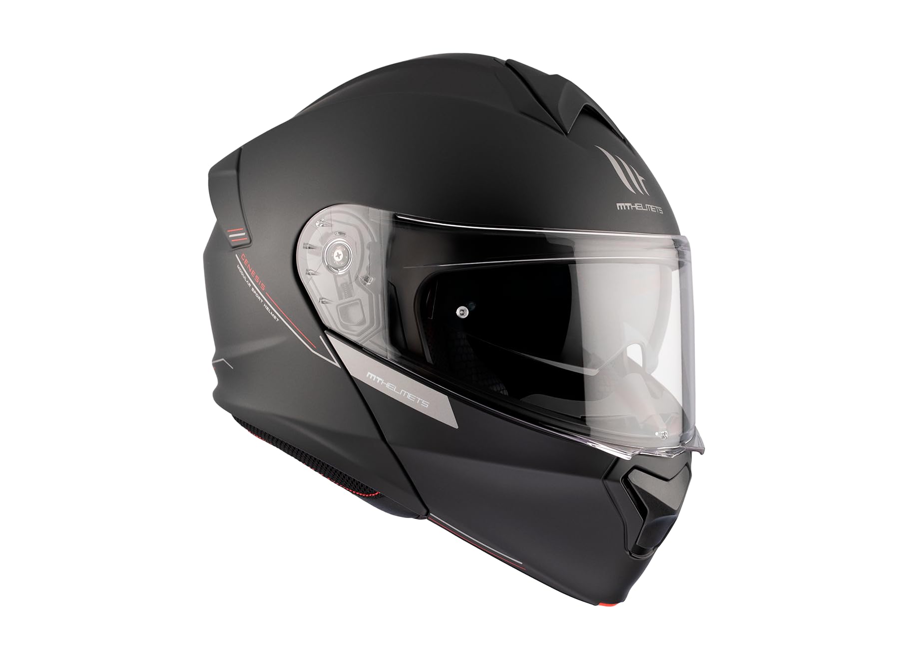 Casco Modular MT Genesis SV Solid A1 Negro Mate | Casco Modular para Hombre | Transpirable y Lavable | Homologado ECE 22.06 & Dot | Talla M