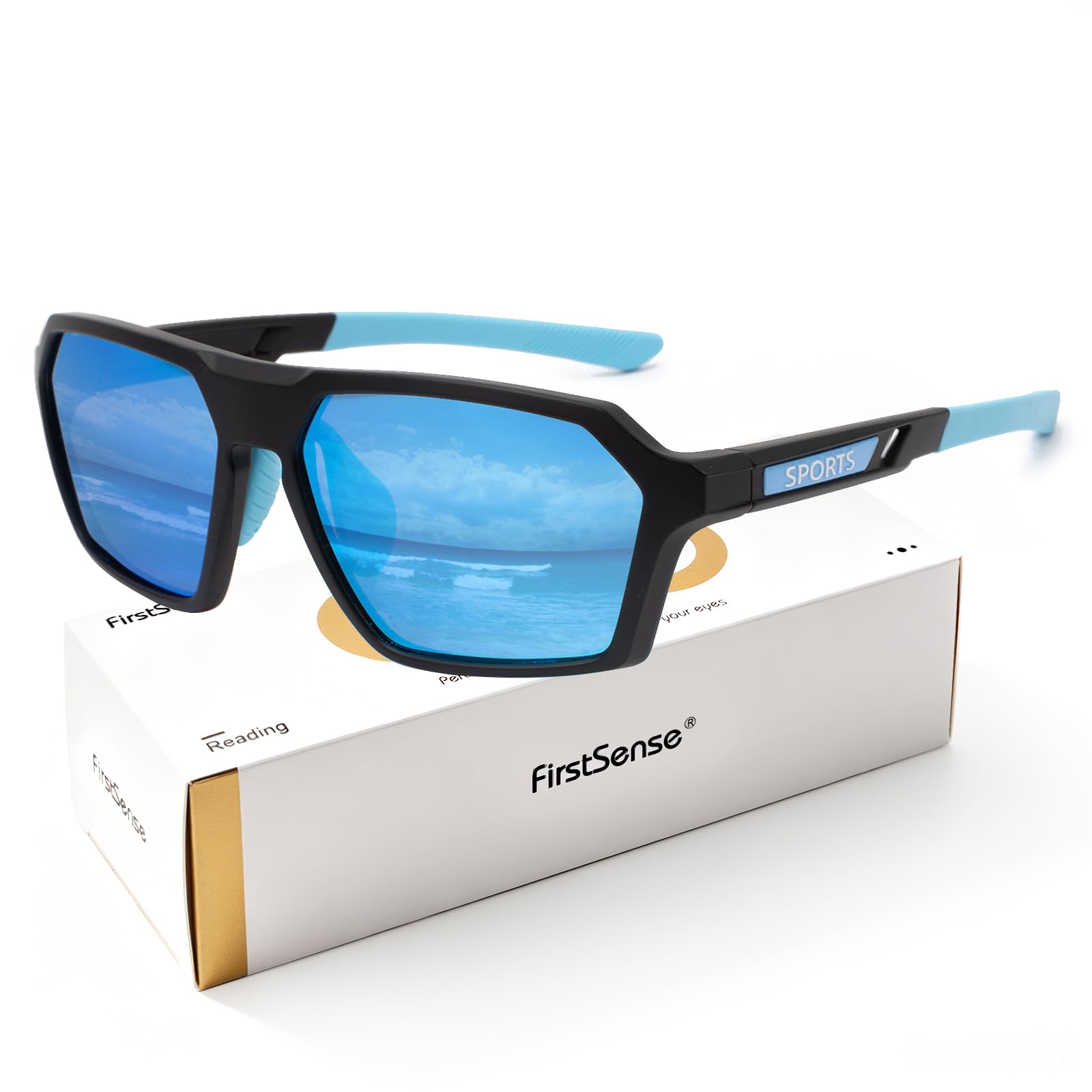 firstsense Polarised Sunglasses for Men Women, UV400 Protection TR90 Ultralight Frame, Sports Sunglasses for Cycling Golf Fishing Running Driving, Outdoor Activity Eyewear With Hard Case