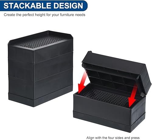 Miniatura 4 de uxcell Elevadores de muebles de 4.3 pulgadas, 4 elevadores de cama rectangulares ajustables para extensor para cama, escritorio, sofá, mesa, soporte