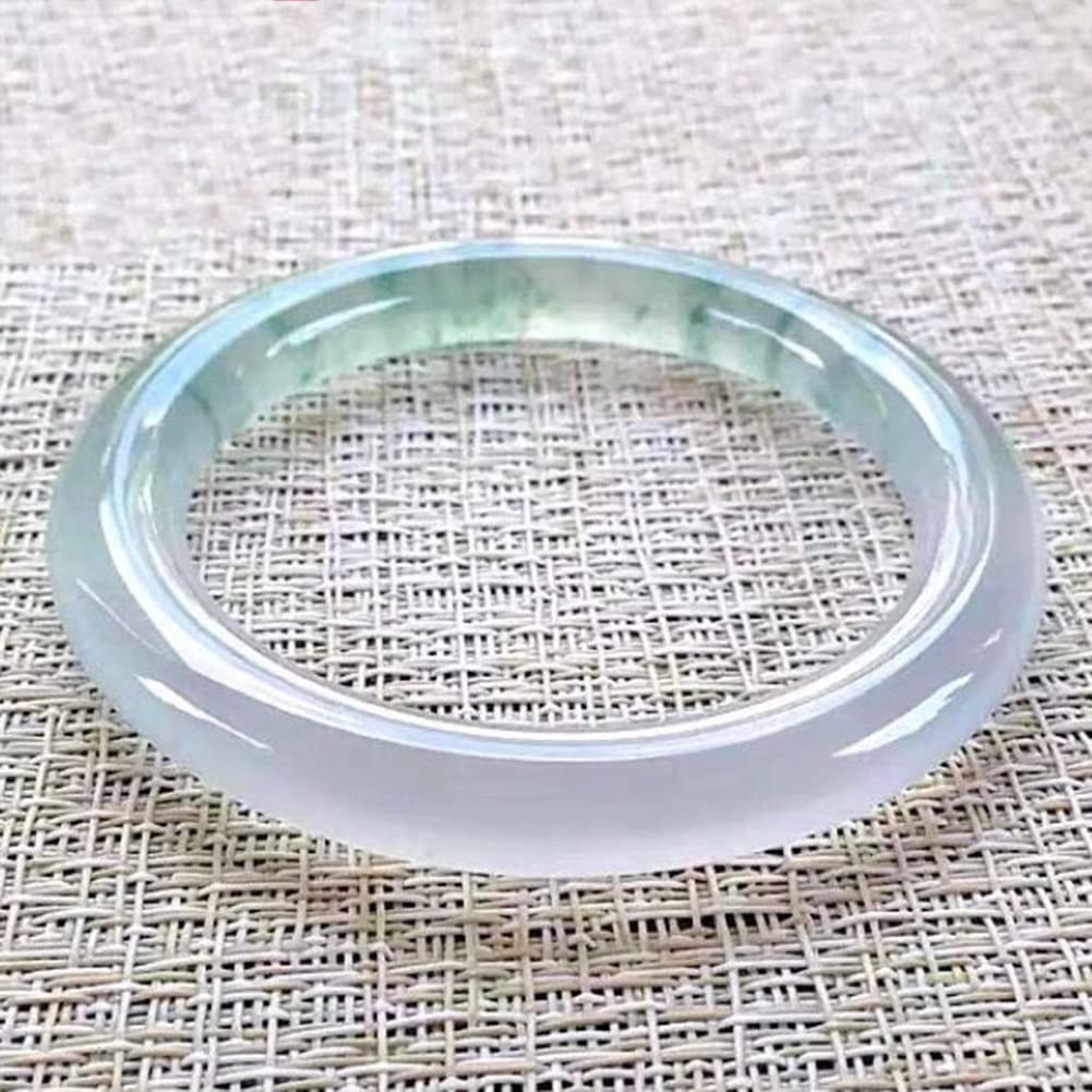 Bracciale di Giada per Donne Genuine Green Green Round Bar Chaise Gioielli di Braccialetto giadeite con (Dimensioni: 58 mm)