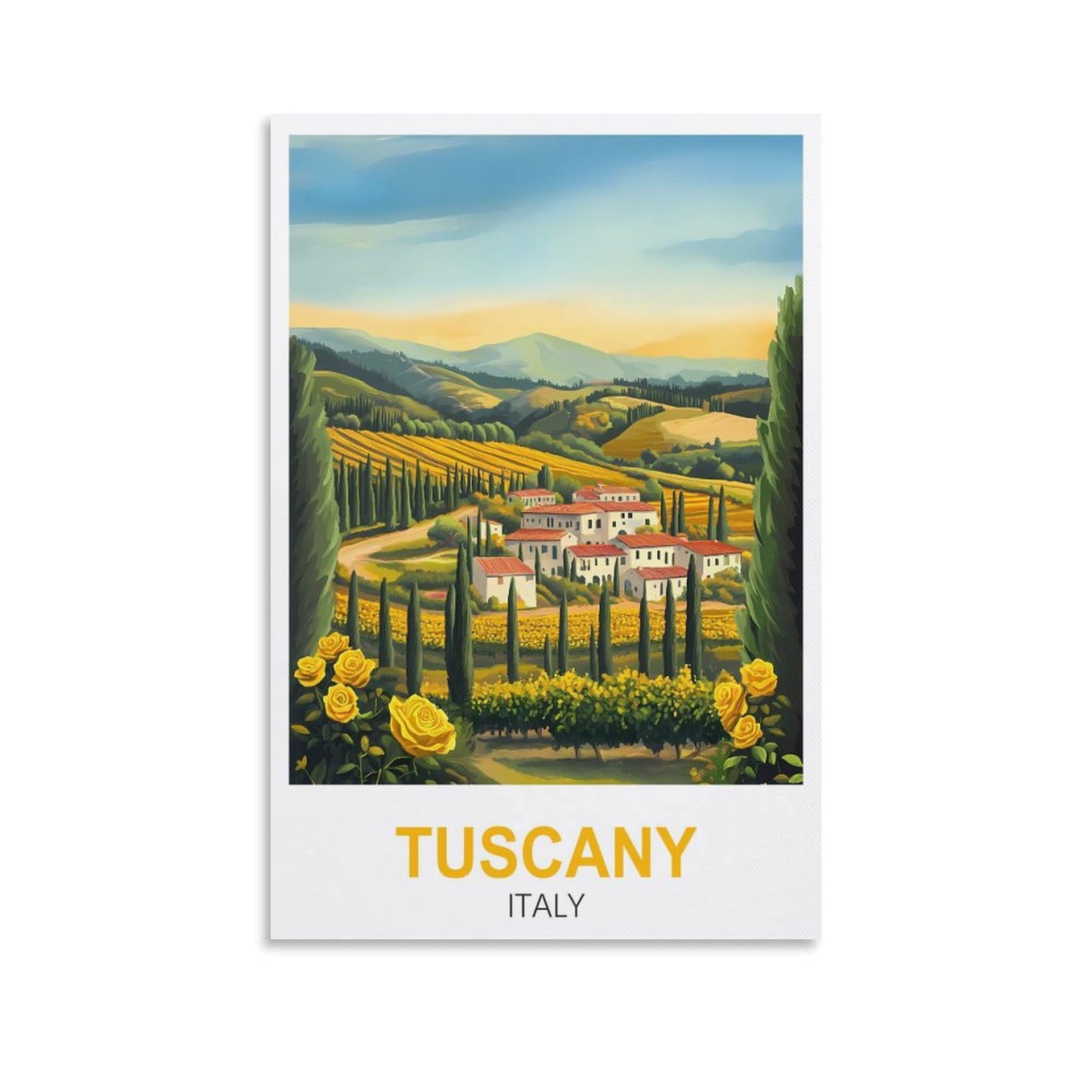 Xllyxygjq Unframe-Style Tuscany Italy Vintage Travel Poster 08X12inch(20X30cm) Canvas Wall Art Poster Print Artwork Painting Picture For Home Decoration Living Room Office Bedroom