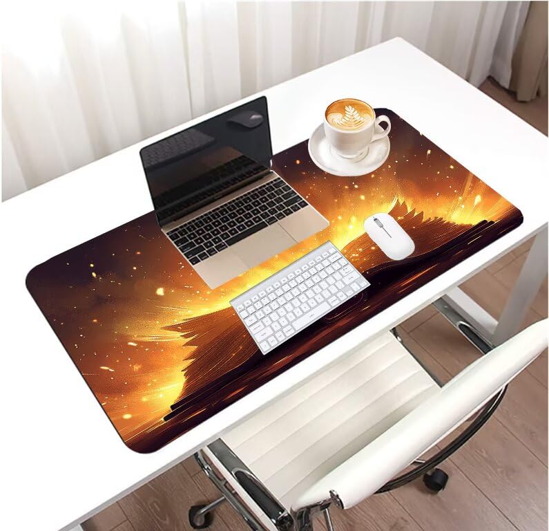 Tapis de souris jaune grand format pour PC portable et ordinateur fixe