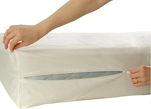 Miniatura 3 de Protector de colchón impermeable con cremallera de tela que protege de derrames y manchas, bolsillo profundo de 12 pulgadas, transpirable y cómodo