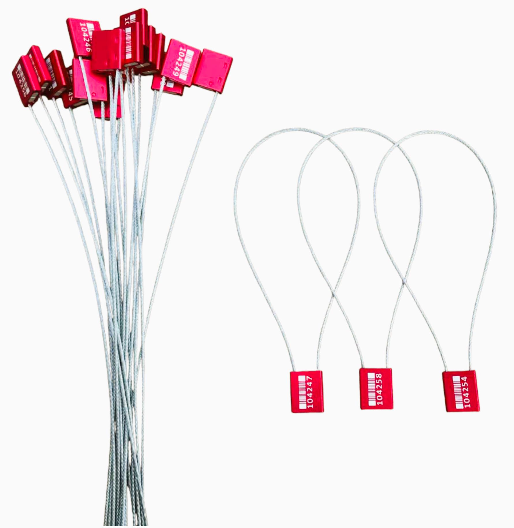 Lot de 100 joints de sécurité en métal de haute sécurité numérotés inviolables en aluminium - Rouge - 40 cm
