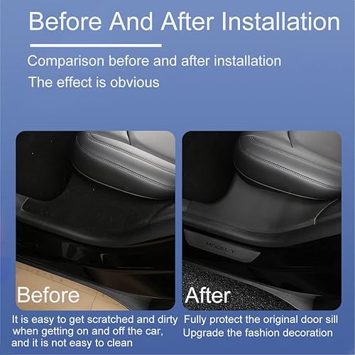 Miniatura 2 de FASTCHE Protector de umbral de puerta para Tesla Modelo Y de 5 plazas (no compatible con 7 conductores) para puerta trasera de pedal de automóvil,
