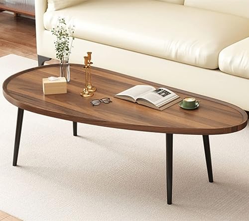 Mesa de centro de madera, mesas anidables rústicas de nogal, mesa de centro ovalada de granja, mesas auxiliares modernas para sala de estar, hogar,