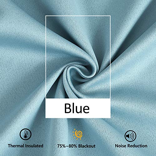 Image of TREATMENTEX Pom-Pom Blue Curtains Living Room 84 inches Energy Efficient Thermal Insulated Room Darkening Curtain Panels for Bedroom Window Draperies Nursery Room Children 50in w x2 Panels Rod Pocket