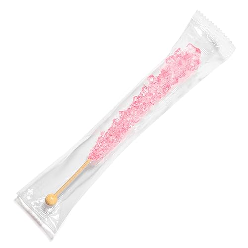 Miniatura 3 de Palitos de azúcar de caramelo de roca rosa claro, sabor a cereza, 36 recuerdos de fiesta de caramelos rosados envueltos individualmente