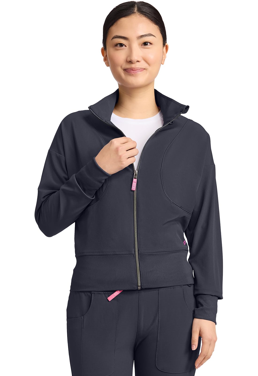 Med Couture Scrub Jackets for Woman Cropped Warm Up Jacket with 2 Pockets, Moisture Wicking Fabric & 360° Stretch - MC303