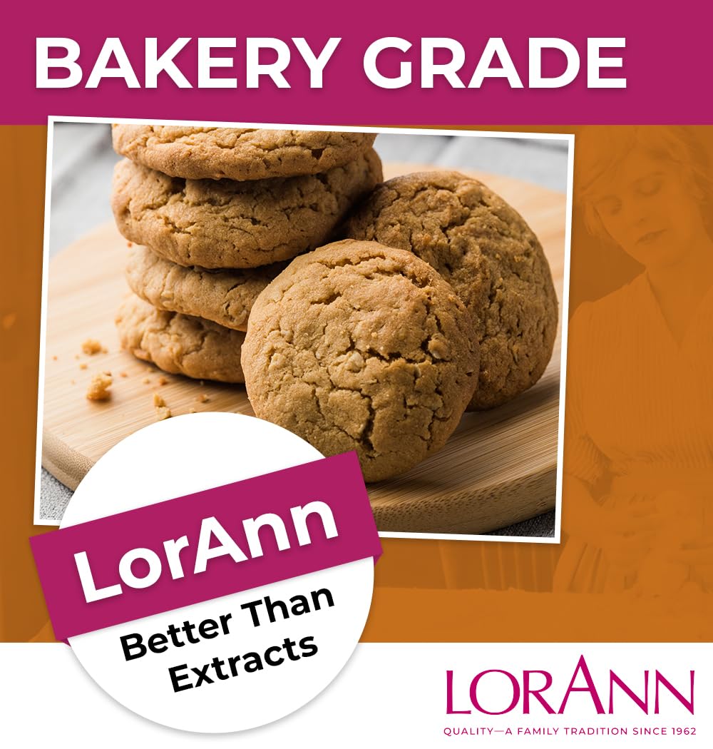 LorAnn Oils Cookie Butter Bakery Emulsion: True Essence, Ideal for Boosting Fruit Tones in Cakes, Cookies & Desserts, Gluten-Free, Keto-Friendly, Extract Substitute Essential for Your Kitchen, 16 Oz