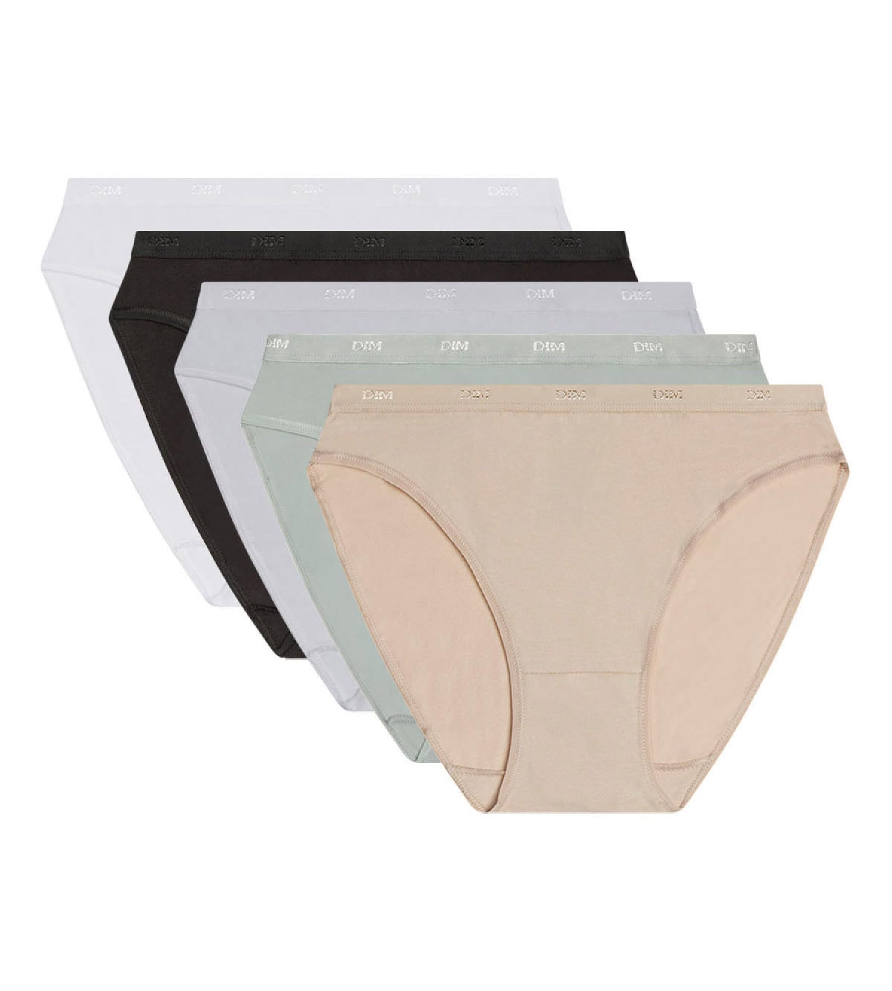 DIM Damen Slips 5er Pack | Les Pockets EcoDIM | Baumwolle & Elasthan | Komfortbund | Mehrfarbig | Unsichtbar unter der Kleidung