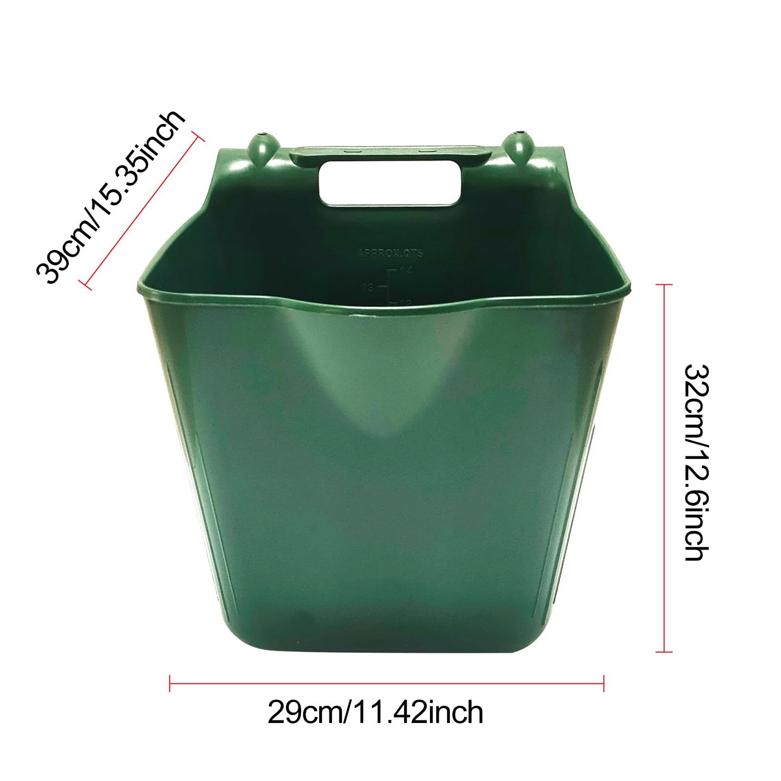 Cubeta para Caballos Cubo Colgante con Marcas de Medición Enganches Y Superficie Lisa Fabricada en PP Resistente Adecuada para Establos, 14l