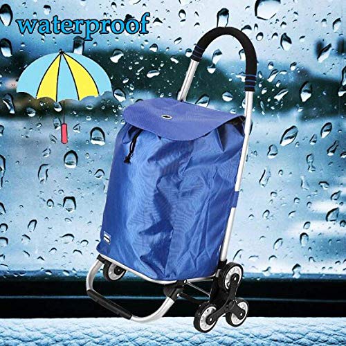 Einkaufstrolley mit 6 Rädern, zusammenklappbar, mit Deckel und Reißverschlusstasche, 40 l Fassungsvermögen, wasserdicht… – Bild 5