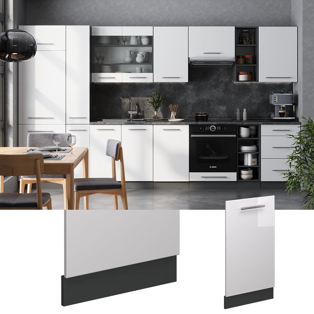 Vicco Panel przedni zmywarki "Fame-Line", Biały wysoki połysk, 45 cm | BP Dąb, à combiner avec d'autres modules de la série Fame-Line