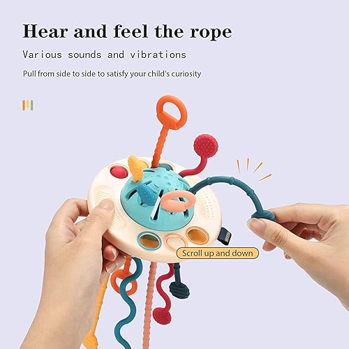 Miniatura 4 de DDUBSUT Montessori - Juguetes para bebés de 6 a 12 meses juguetes interactivos de silicona OVNI para tirar de la dentición para ejercitar la
