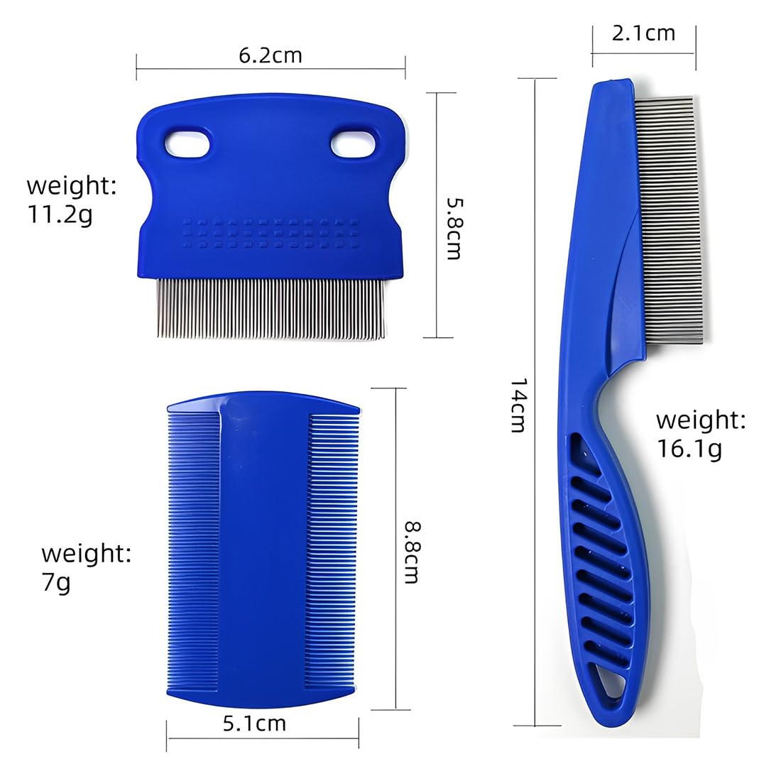 5 Pièces peignes anti-puces en acier inoxydable avec dents arrondies pour chats et chats, Peigne anti puces pour chat, peigne à poils épais, peigne à dents fines pour chien et chat