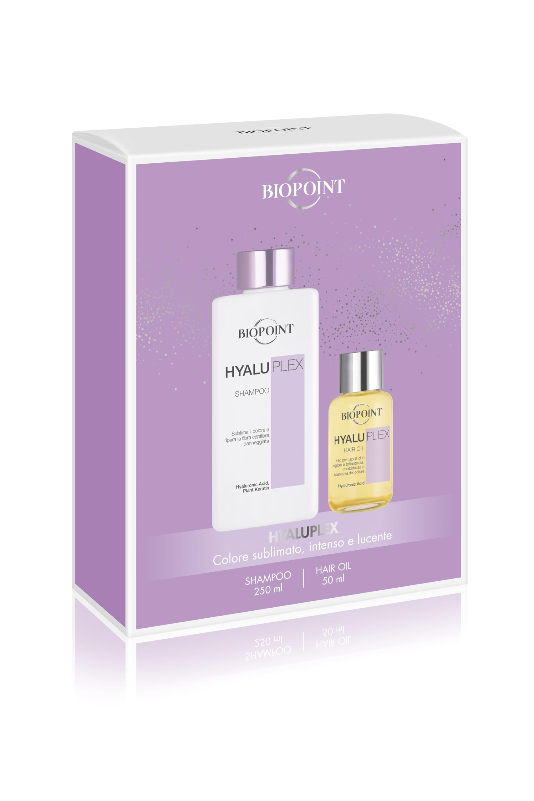 Biopoint Hyaluplex Kit Shampooing et Hair Oil Nouvelle Vitalité pour Cheveux - Couleur Intense et Brillante 250 ml + 50 