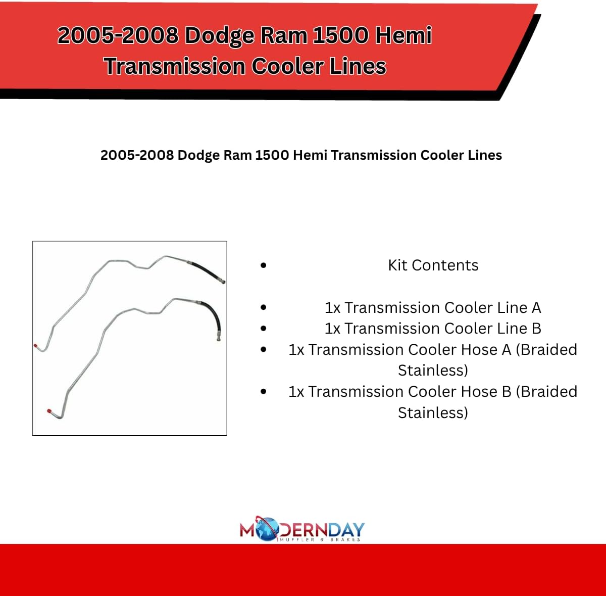 Transmission Cooling Line for 2005-2008 Dodge Ram 1500 with Hemi Steel - WTC0351OM-MDMB