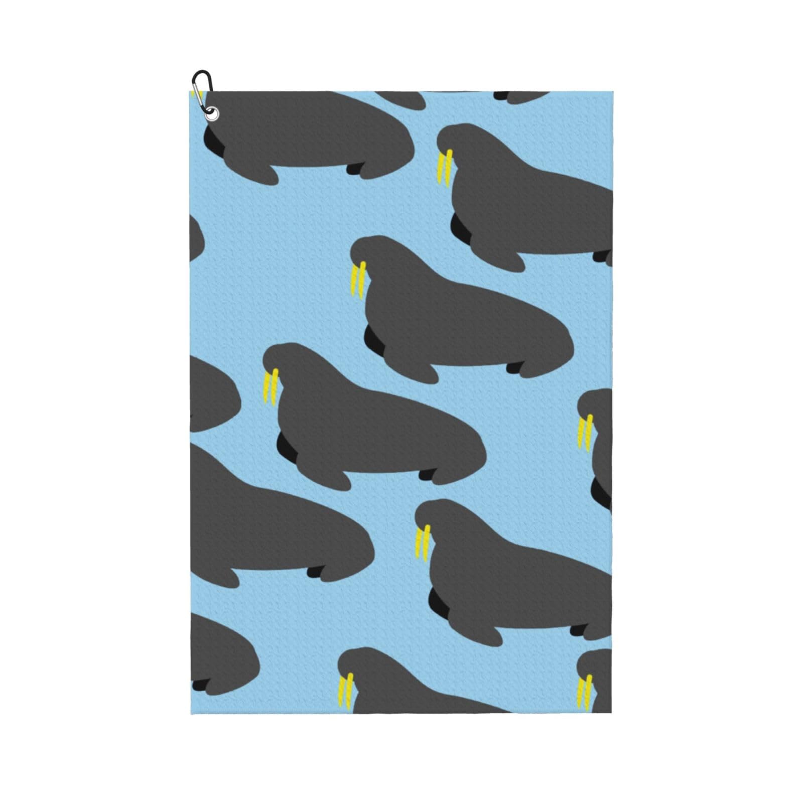 Hnnkloy Walrus Animal Pattern, 16x24 in Portable Waffle Golf Towels with Carabiner Clip for Golf Bag