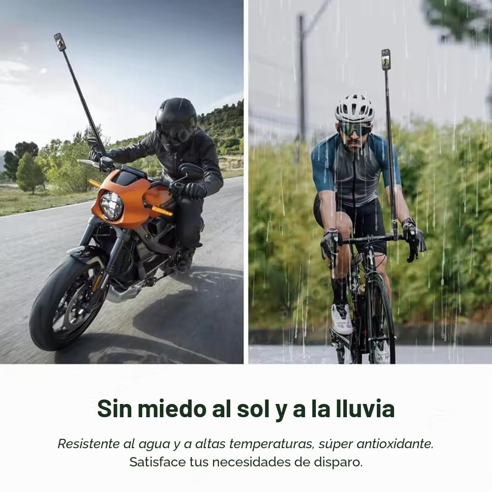 Soporte de Cámara,Soporte Camara Accion ,Soporte de Manillar Giratorio 360°,Con palo selfie ajustable de 193 cm,rotación de 360 grados,aluminio,Maximum Load of 2 kg,para montaje DIY de Insta360 X R2