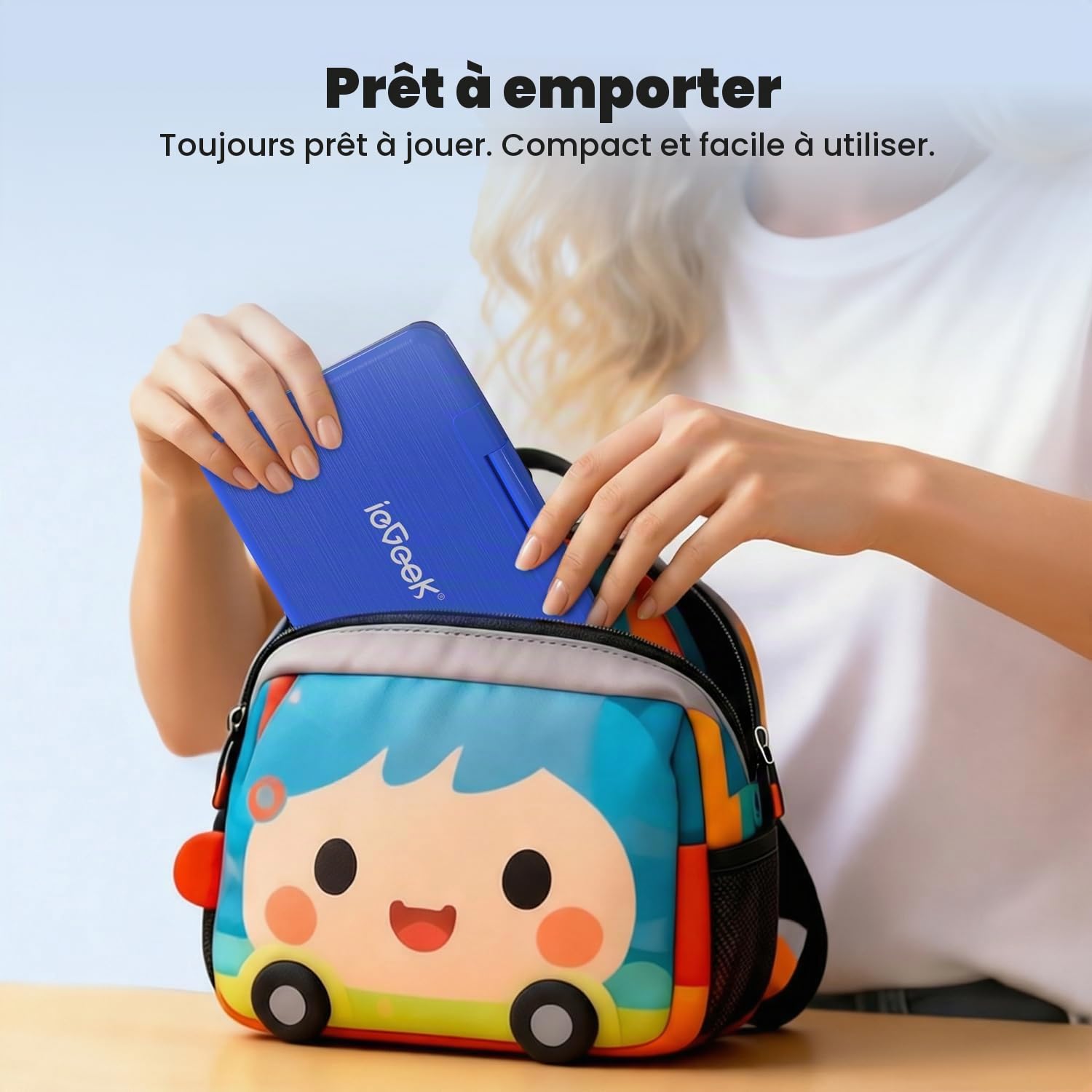 ieGeek Lecteur DVD portable 11,5" avec carte SD/port USB, batterie rechargeable de 5 heures, écran de protection des yeux de 9,5", prise en charge AV-in/out, sans région, bleu