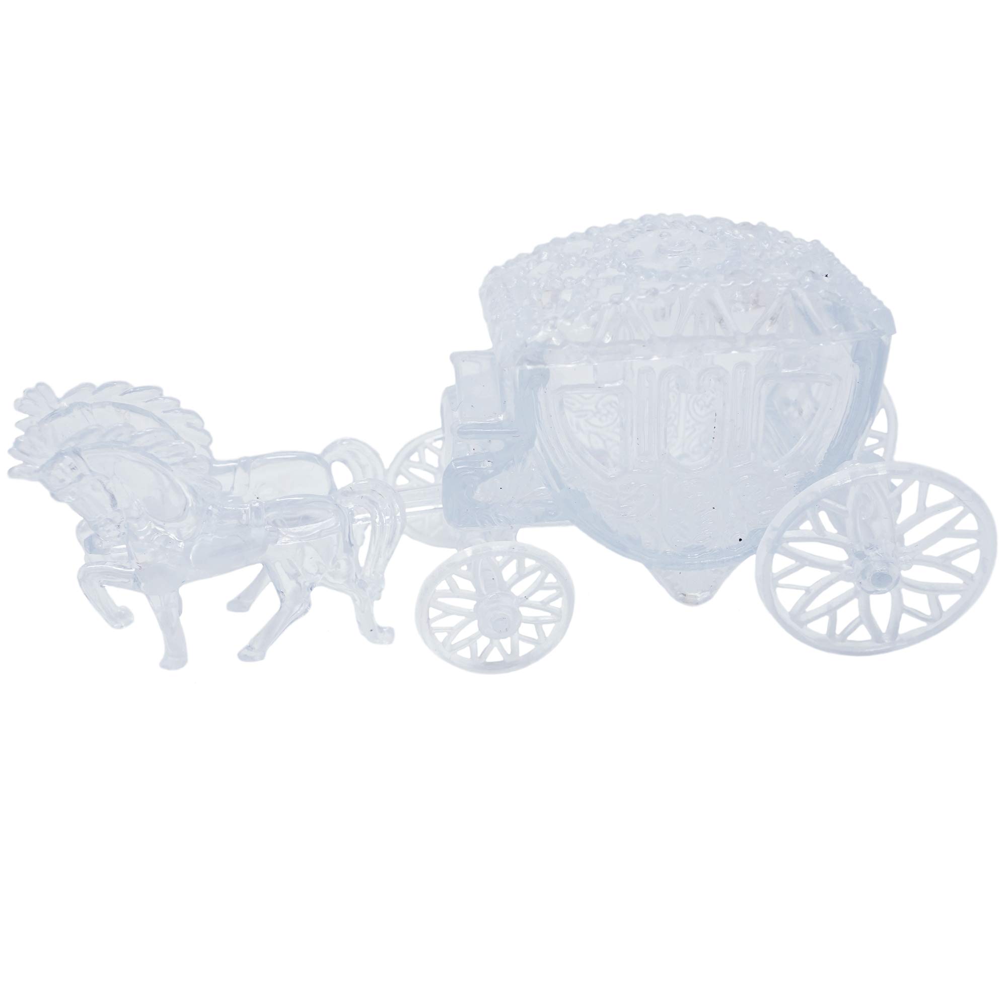Mini Cinderella Horse & Carriage Coach Set Cake Topper Centerpiece Keepsake - Clear