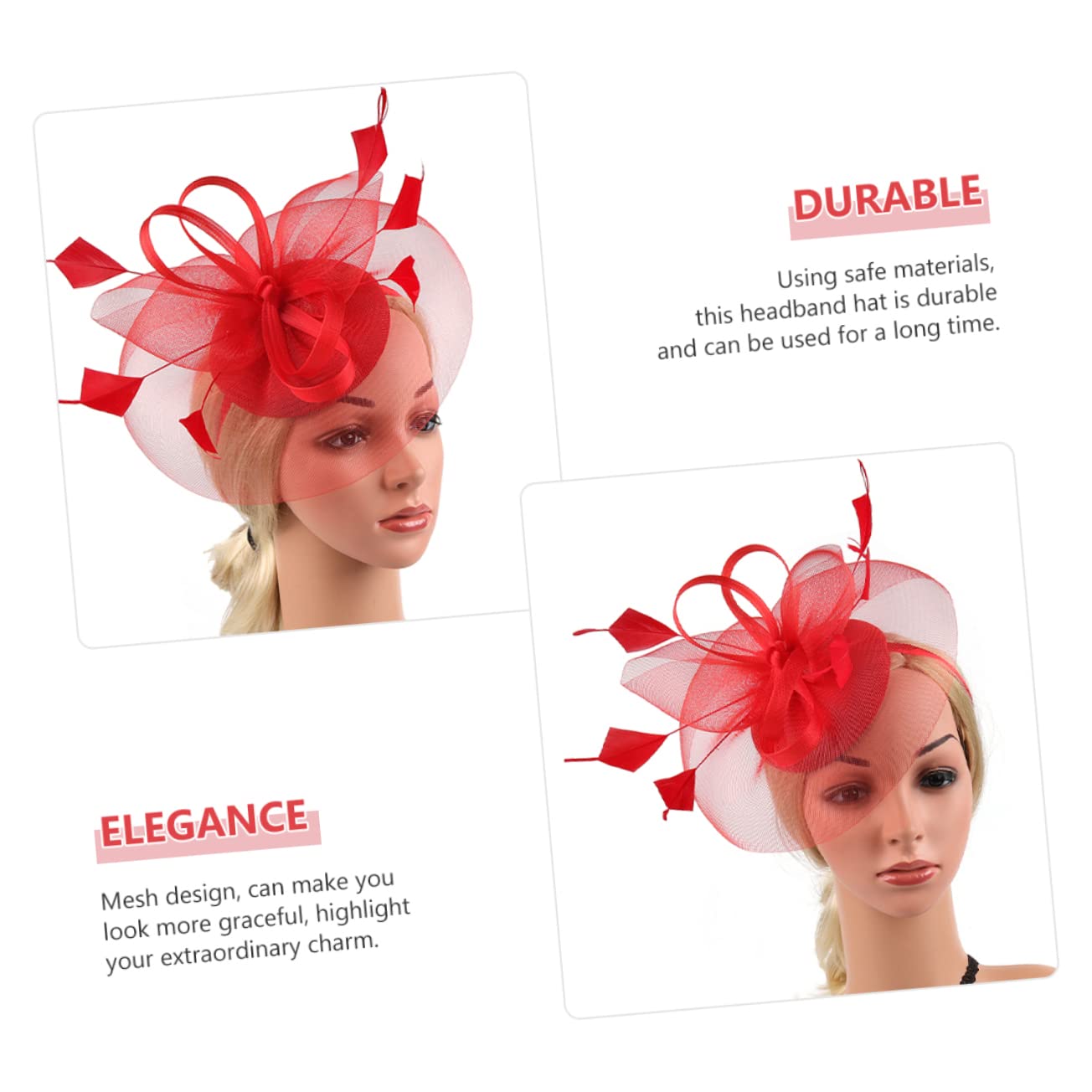 FRCOLOR 4pezzi Fascinator Hat Rete con Fiore di Piume per Cerimonie e Matrimoni Cappello da Tea Party Elegante e Romantico per Donne Accessorio per Eventi e Cosplay